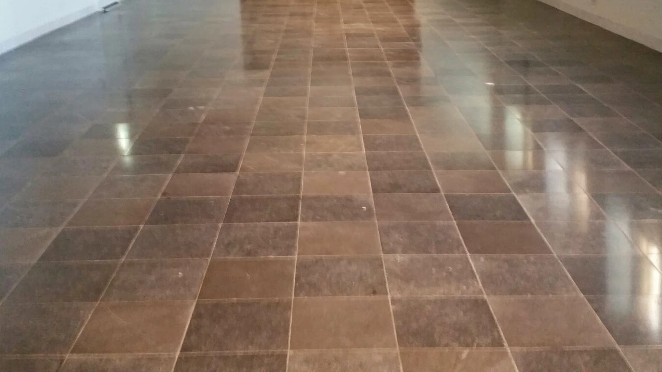 De vloer bij Hof Dordrecht na restauratie door Marble Care